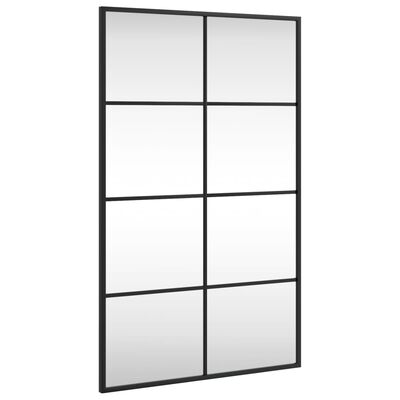 vidaXL sienas spogulis, melns, 50x80 cm, taisnstūra, dzelzs