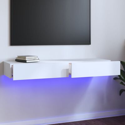 vidaXL TV galdiņš ar LED lampiņām, balts, 120x35x15,5 cm