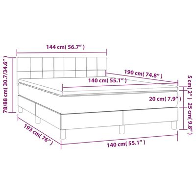 vidaXL atsperu gulta ar matraci, LED, tumši zaļš samts, 140x190 cm