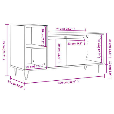 vidaXL TV skapītis, pelēcīgs, 100x35x55 cm, inženierijas koks