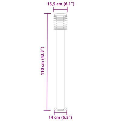 vidaXL āra zemes lampa, melnas, 110 cm, nerūsējošs tērauds