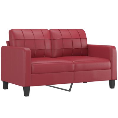 vidaXL divdaļīgs dīvānu komplekts ar spilveniem, sarkana mākslīgā āda