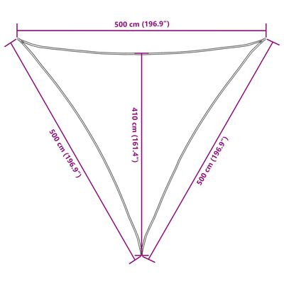 vidaXL saulessargs, 5x5x5 m, trijstūra forma, bēšs oksforda audums