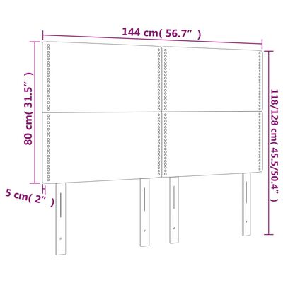 vidaXL gultas galvgalis ar LED, 144x5x118/128 cm, gaiši pelēks samts