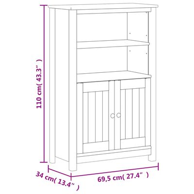 vidaXL vannasistabas skapītis BERG, melns, 69,5x34x110 cm, priede