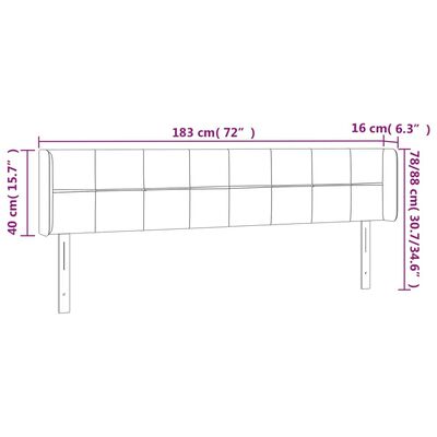 vidaXL gultas galvgalis ar LED, 183x16x78/88 cm, melns audums