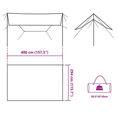 vidaXL kempinga tents, zila, 400x294 cm, ūdensizturīga