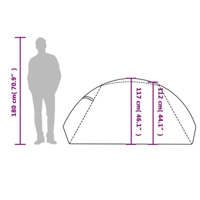 vidaXL kempinga telts, 2 personām, pelēka, oranža, ūdensizturīga