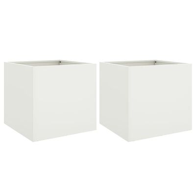 vidaXL puķu kastes, 2 gb., baltas, 42x40x39 cm, auksti velmēts tērauds