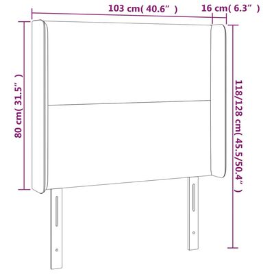 vidaXL gultas galvgalis ar LED, 103x16x118/128 cm, tumši zils samts