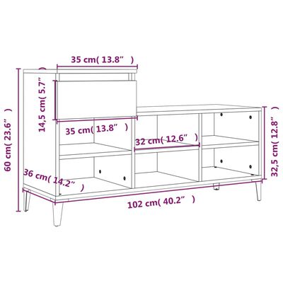 vidaXL apavu plaukts, melns, 102x36x60 cm, inženierijas koks