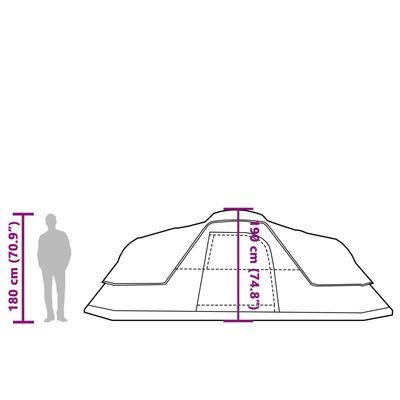 vidaXL ģimenes telts 9 personām, oranža, ūdensnecaurlaidīga