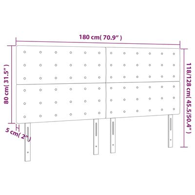 vidaXL gultas galvgalis ar LED, 180x5x118/128 cm, zils audums