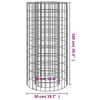 vidaXL gabiona siena ugunskuram, Ø50 cm, cinkota dzelzs