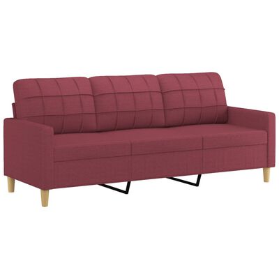 vidaXL divdaļīgs dīvānu komplekts ar spilveniem, vīnsarkans audums