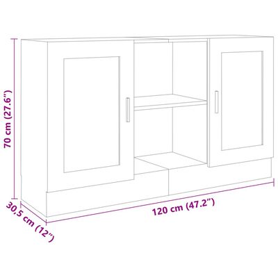 vidaXL kumode, melna, 120x30,5x70 cm, inženierijas koks