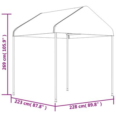 vidaXL nojume ar jumtu, balta, 20,07x2,28x2,69 m, polietilēns