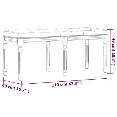 vidaXL sols, 110x40x49 cm, tumši pelēks audums