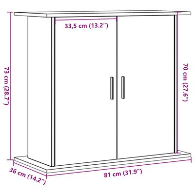 vidaXL akvārija statīvs, veca koka, 81x36x73 cm, inženierijas koks