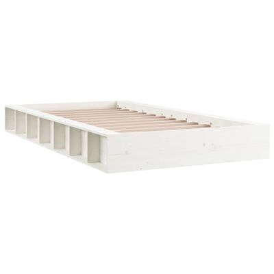 vidaXL gultas rāmis, balts, 90x190 cm, 3FT, vienvietīgs, masīvkoks