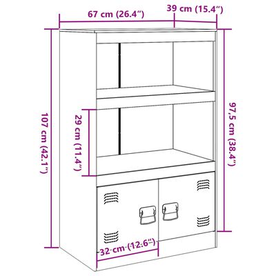 vidaXL kumode, rozā, 67x39x107 cm, tērauds