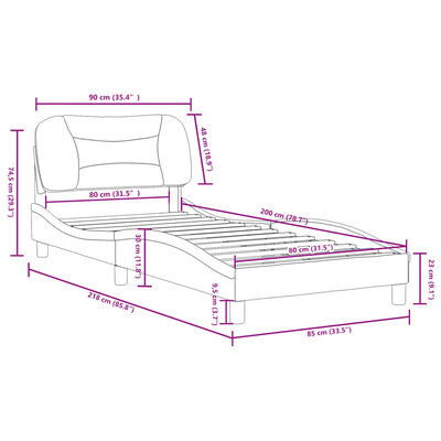 vidaXL gultas rāmis ar galvgali, tumši pelēks, 80x200 cm audums