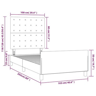 vidaXL gultas rāmis ar galvgali, melns, 100x200 cm, mākslīgā āda