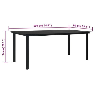 vidaXL 7-daļīgs dārza mēbeļu komplekts, melna PVC rotangpalma