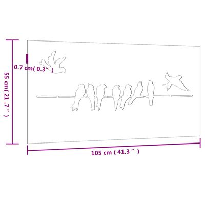 vidaXL dārza sienas rotājums, 105x55 cm, tērauds, rūsas efekts