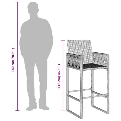 vidaXL dārza bāra krēsli, 2 gab., pelēka PE rotangpalma