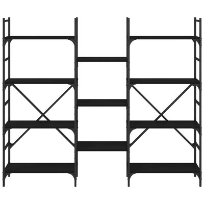 vidaXL grāmatplaukts, melns, 160x28,5x136,5 cm, inženierijas koks