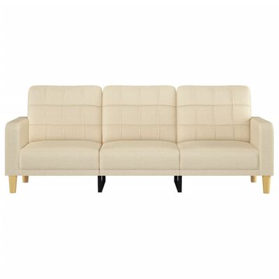 vidaXL trīsvietīgs dīvāns, krēmkrāsas audums, 180 cm
