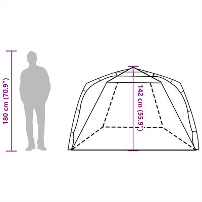 vidaXL pludmales telts 3 personām, zaļa, ūdensnecaurlaidīga