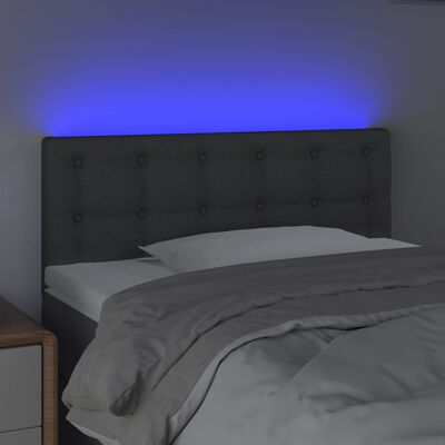 vidaXL gultas galvgalis ar LED, 90x5x78/88 cm, tumši pelēks audums