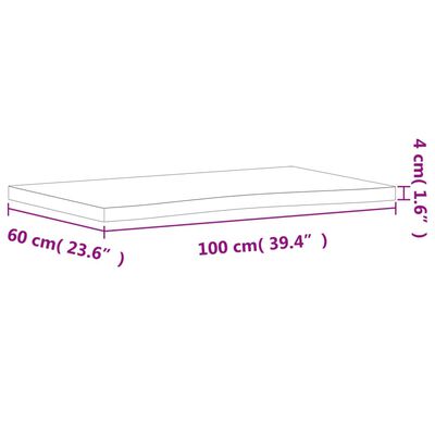 vidaXL rakstāmgalda virsma, 100x(55-60)x4 cm, dižskābarža masīvkoks