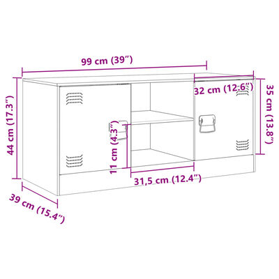 vidaXL TV skapītis, 99x39x44 cm, tērauds, antracītpelēks