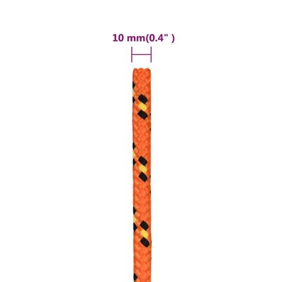 vidaXL laivu virve, oranža, 10 mm, 250 m, polipropilēns