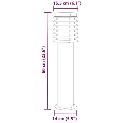 vidaXL āra zemes lampa, melnas, 60 cm, nerūsējošs tērauds