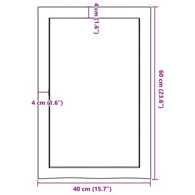 vidaXL vannasistabas virsma, tumši brūna, 40x60x(2-4) cm, masīvkoks