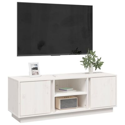 vidaXL TV plaukts, balts, 110x35x40,5 cm, priedes masīvkoks