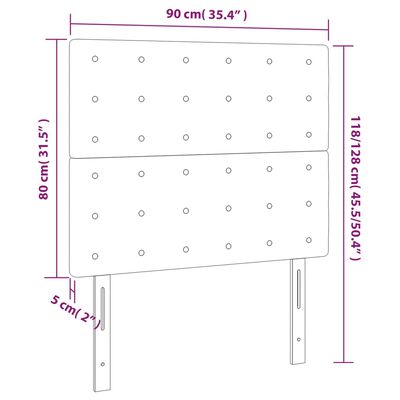 vidaXL gultas galvgalis ar LED, 90x5x118/128 cm, melns audums