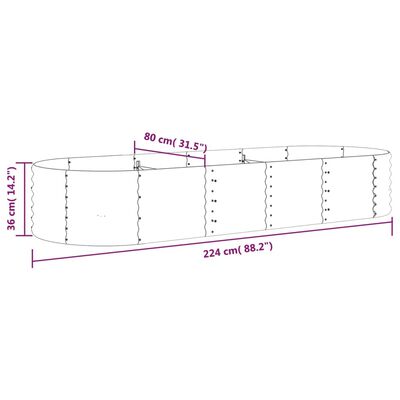 vidaXL augstā puķu kaste, 224x80x36 cm, pulverkrāsots tērauds, zaļa