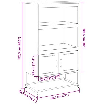 vidaXL TV skapītis, 100,5x39x60,5 cm, tērauds, antracītpelēks