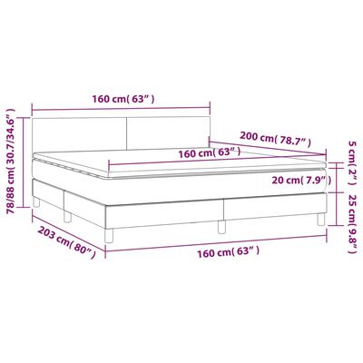 vidaXL atsperu gulta ar matraci, LED, tumši zils samts, 160x200 cm