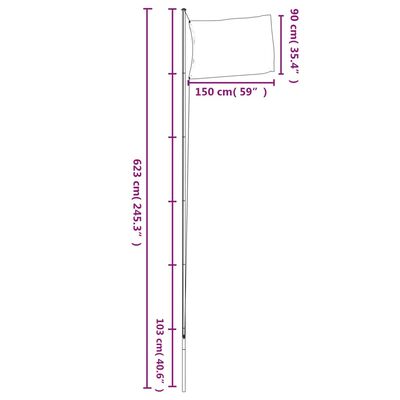 vidaXL Eiropas Savienības karogs un masts, 6,23 m, alumīnijs