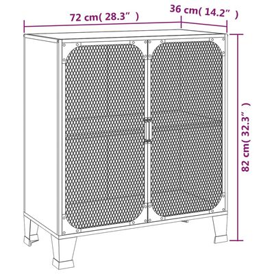 vidaXL skapītis, senatnīgi brūns, 72x36x82 cm, metāls un MDF