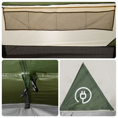 vidaXL kempinga telts, tuneļa, 3 personām, zaļa, ūdensnecaurlaidīga