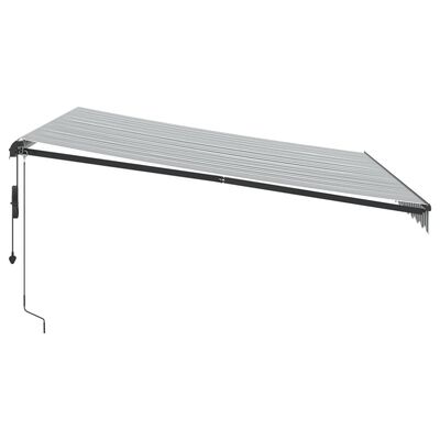 vidaXL automātiski izvelkama markīze, LED, pelēka un balta, 400x350 cm