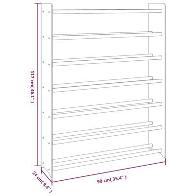 vidaXL apavu plaukts, pelēks, 90x24x117 cm, inženierijas koks