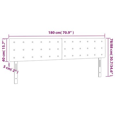 vidaXL gultas galvgalis ar LED, 180x5x78/88 cm, tumši zaļš samts